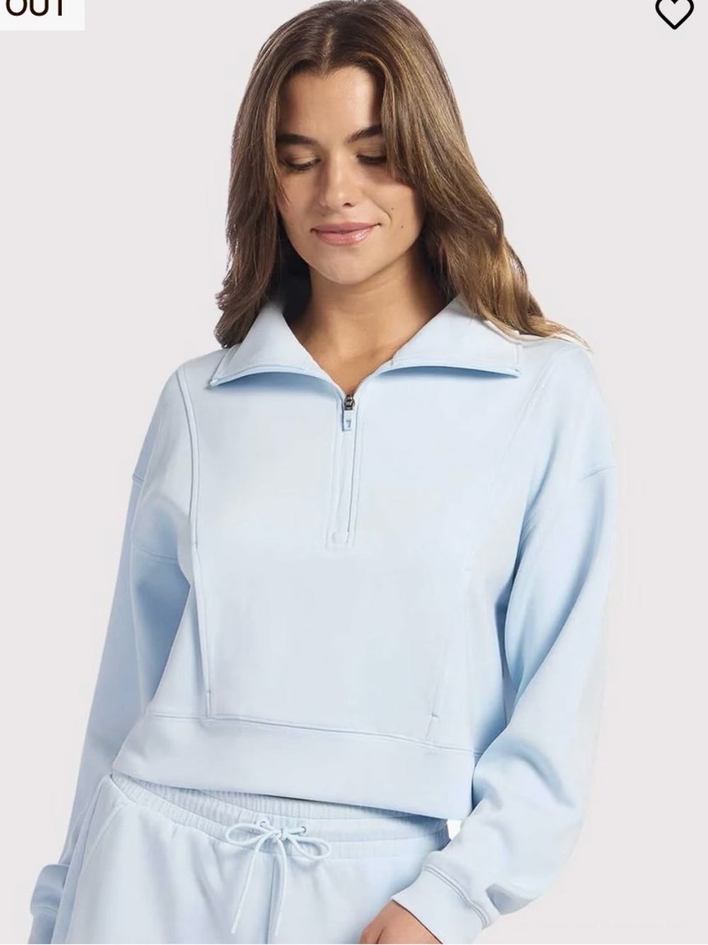 nuuds Pale Blue Half-Zip Pullover Sweatshirt
